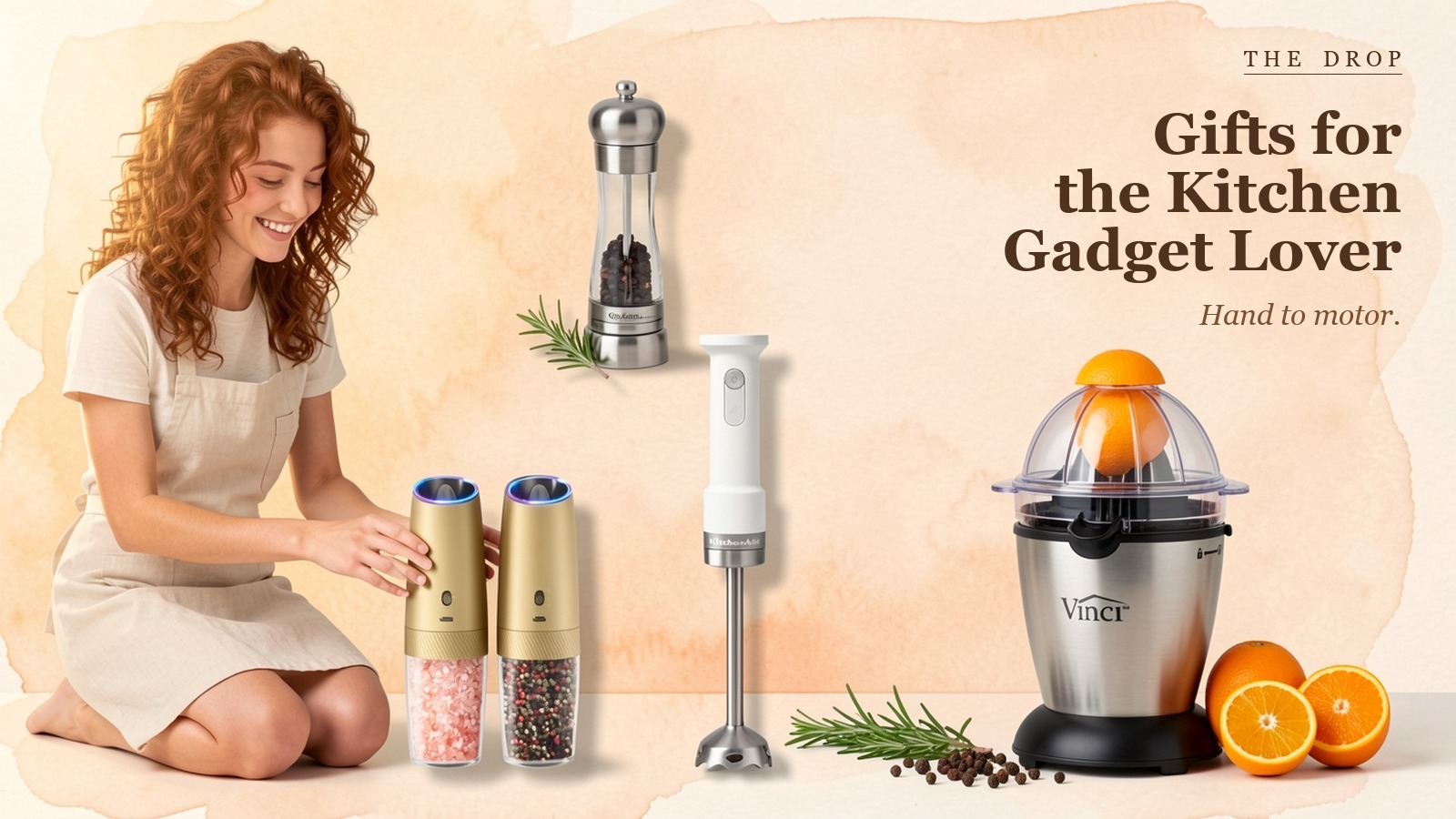 Gifts for the kitchen gadget lover. Hand to motor.